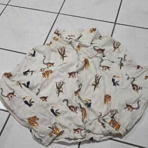 Zara TRF Cream Animal Print Shirt